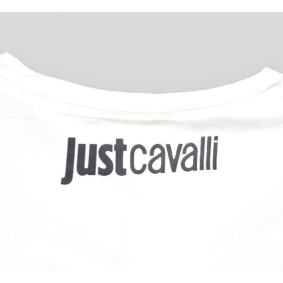 NWT JUST CAVALLI Men's White T Shirt Black Triangle Graphic Sz Large Tee Logo - Picture 6 of 12